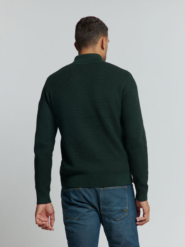 Half-Zip Knit in Two-Tone Mélange: Stylish Warmth and Versatility | Dark Green