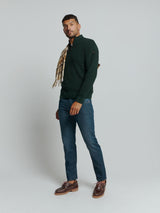 Half-Zip Knit in Two-Tone Mélange: Stylish Warmth and Versatility | Dark Green