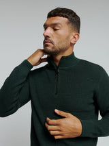 Half-Zip Knit in Two-Tone Mélange: Stylish Warmth and Versatility | Dark Green