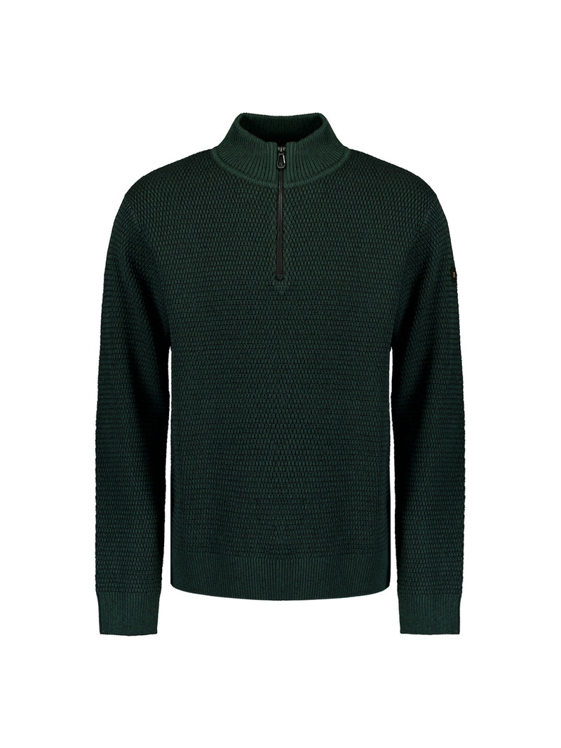 Half-Zip Knit in Two-Tone Mélange: Stylish Warmth and Versatility | Dark Green