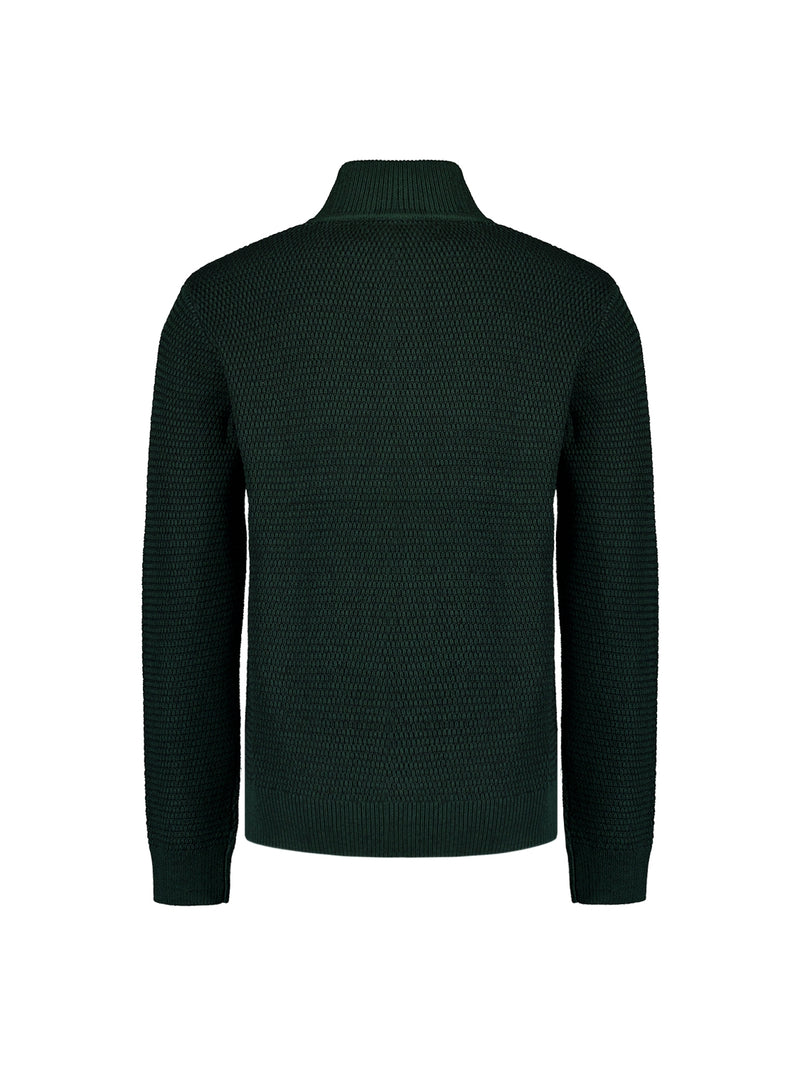 Half-Zip Knit in Two-Tone Mélange: Stylish Warmth and Versatility | Dark Green