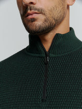 Half-Zip Knit in Two-Tone Mélange: Stylish Warmth and Versatility | Dark Green