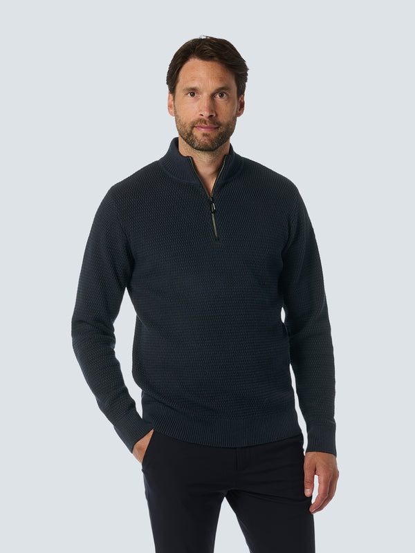 Half-Zip Knit in Two-Tone Mélange: Stylish Warmth and Versatility | Night