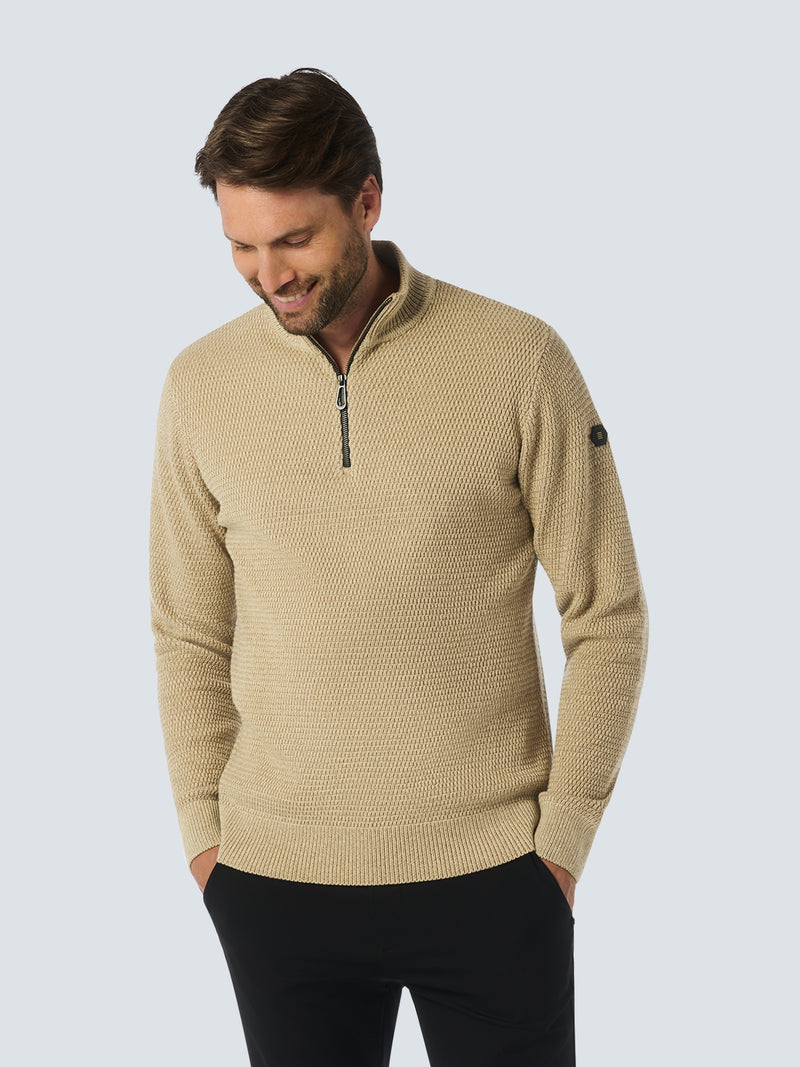 Half-Zip Knit in Two-Tone Mélange: Stylish Warmth and Versatility | Cement