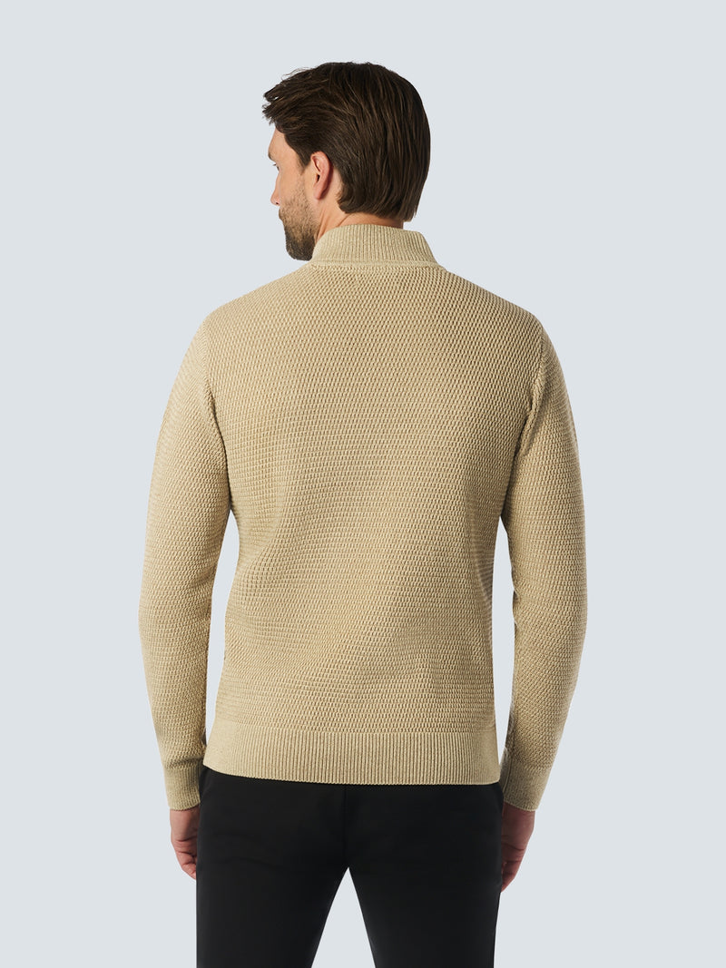 Half-Zip Knit in Two-Tone Mélange: Stylish Warmth and Versatility | Cement