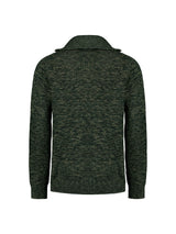 Half-Zip Sweater with High Collar in Three-Tone Ribbed Design: Modern Elegance and Comfort | Dark Green