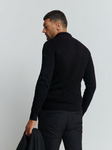 Luxury Half-Zip Sweater with Solid Jacquard: Elegant and Comfortable | Black