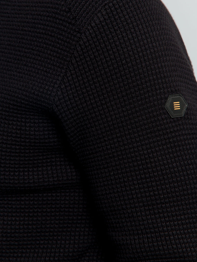 Luxury Half-Zip Sweater with Solid Jacquard: Elegant and Comfortable | Black