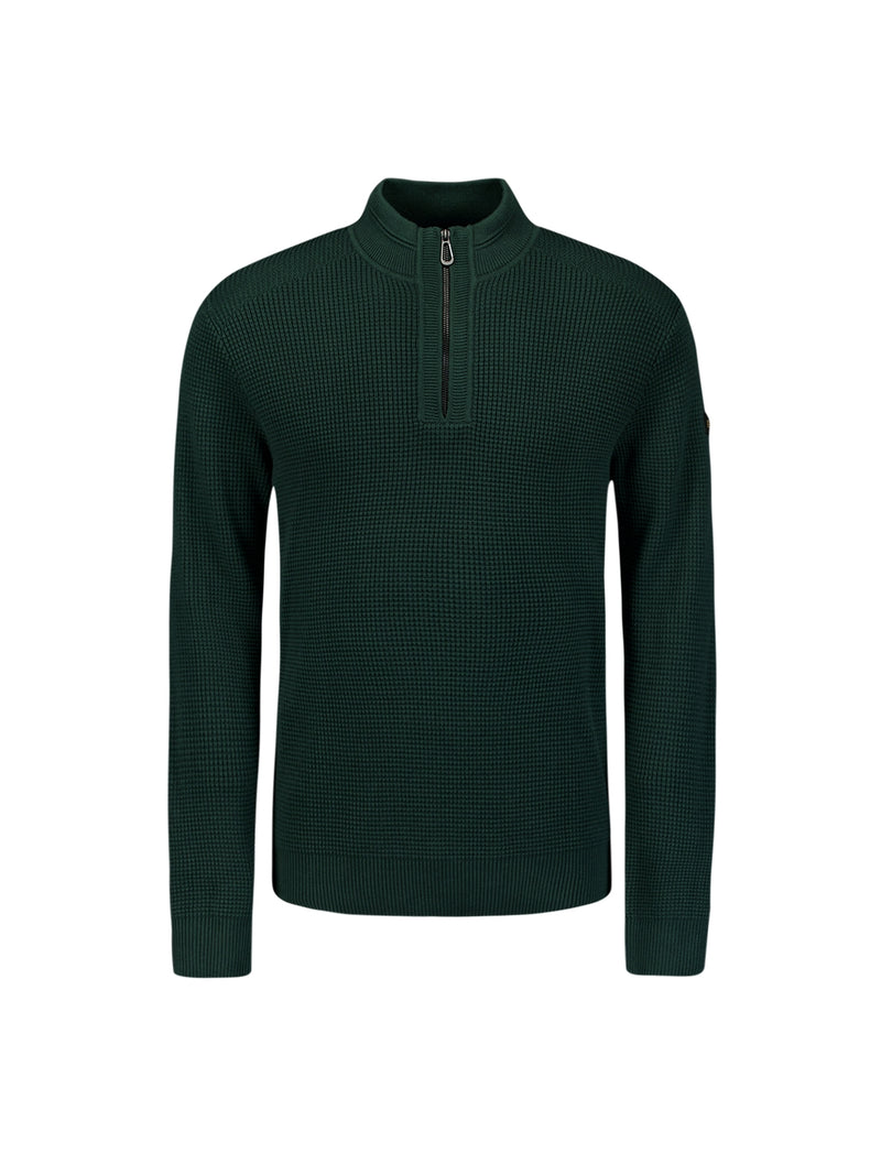 Luxury Half-Zip Sweater with Solid Jacquard: Elegant and Comfortable | Dark Green