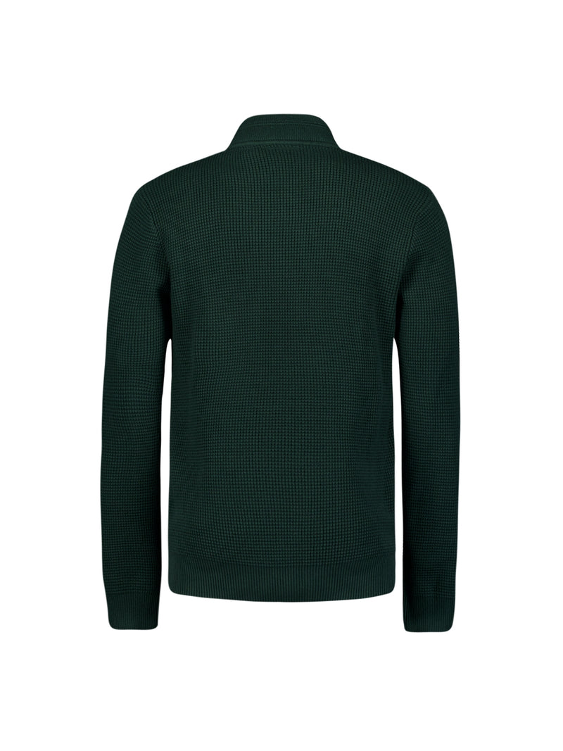 Luxury Half-Zip Sweater with Solid Jacquard: Elegant and Comfortable | Dark Green