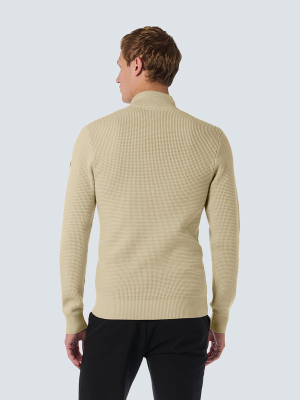 Luxury Half-Zip Sweater with Solid Jacquard: Elegant and Comfortable | Cement