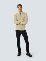 Luxury Half-Zip Sweater with Solid Jacquard: Elegant and Comfortable | Cement