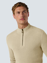 Luxury Half-Zip Sweater with Solid Jacquard: Elegant and Comfortable | Cement