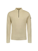 Luxury Half-Zip Sweater with Solid Jacquard: Elegant and Comfortable | Cement