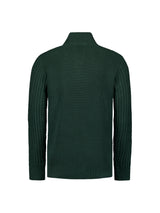 Half-Zip Knit with Buttons in Solid Jacquard: Classic Elegance and Comfort | Dark Green