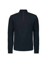 Half-Zip Knit with Buttons in Solid Jacquard: Classic Elegance and Comfort | Night