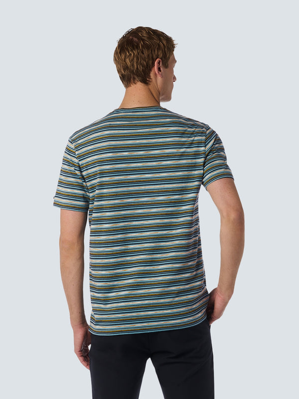 T-shirt with Round Neck and Multicolor Stripes | Cloud