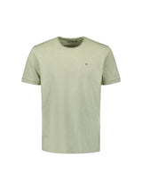 Round Neck T-Shirt with Rolled Sleeve Cuffs and Subtle Logo Print | Smoke