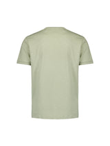 Round Neck T-Shirt with Rolled Sleeve Cuffs and Subtle Logo Print | Smoke