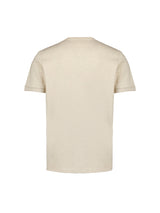 Round Neck T-Shirt with Rolled Sleeve Cuffs and Subtle Logo Print | Cement