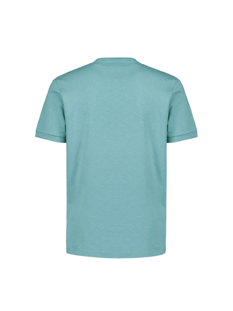 Round Neck T-Shirt with Rolled Sleeve Cuffs and Subtle Logo Print | Cloud