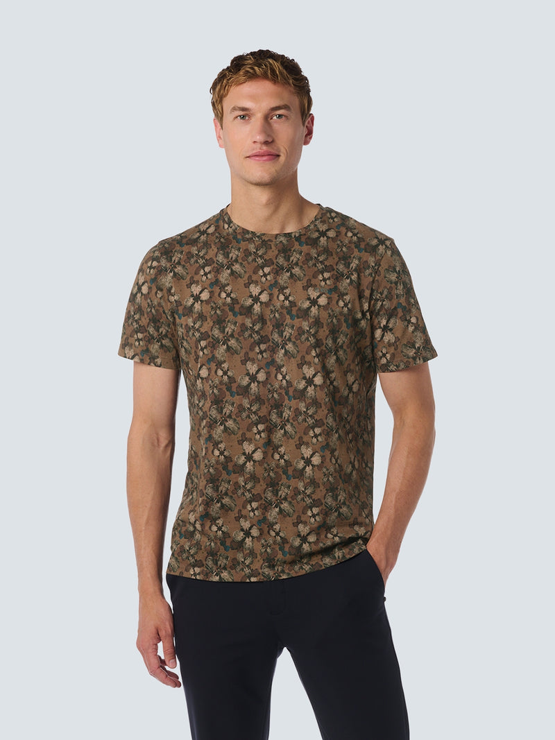 No Excess T-shirt with Floral Print for Stylish Casual Looks | Khaki