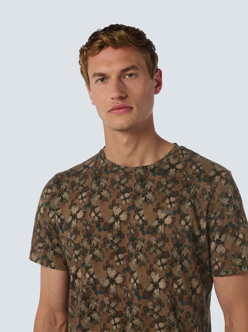 No Excess T-shirt with Floral Print for Stylish Casual Looks | Khaki