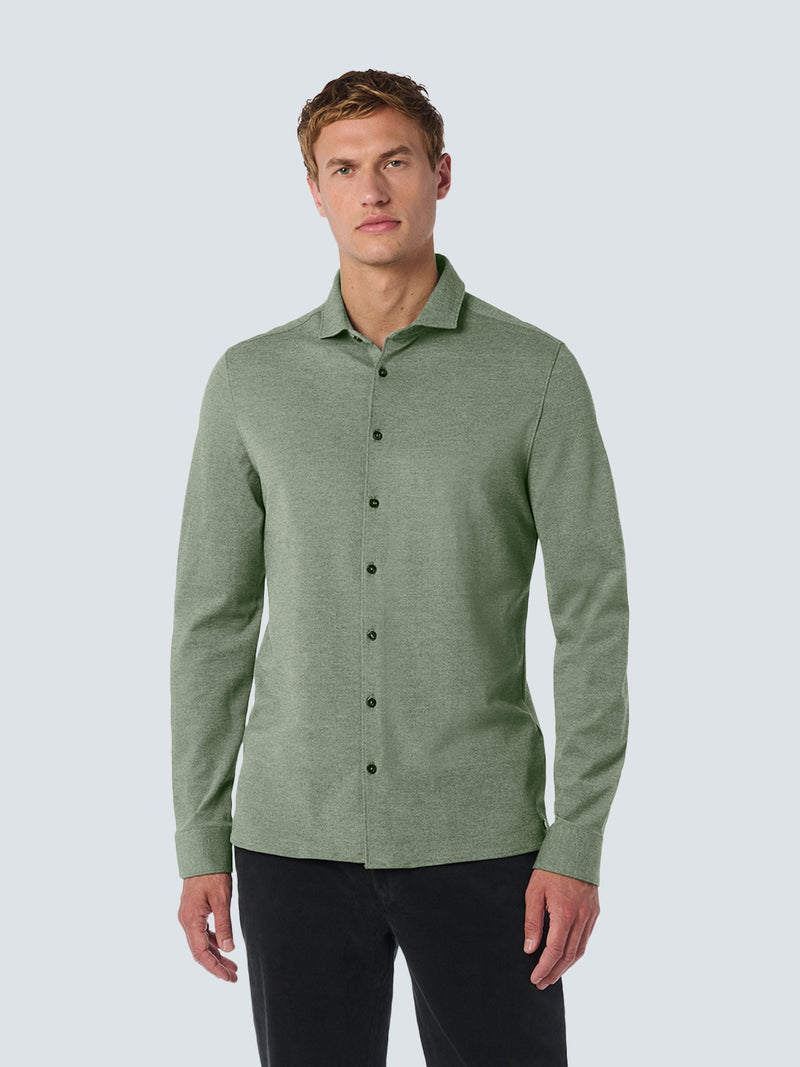 Stylish Jersey Melange Shirt with Stretch - Perfect for Any Occasion | Dark Green