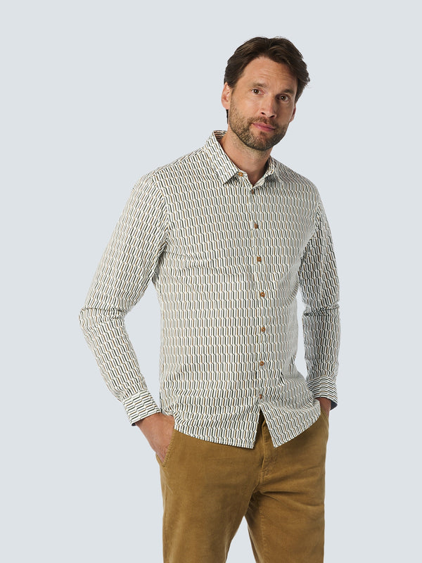 Stylish Winter Shirt with Dynamic All-Over Pattern | White