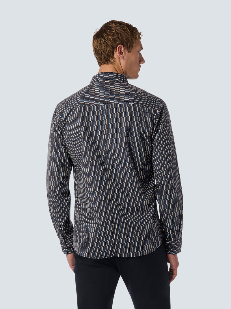 Stylish Winter Shirt with Dynamic All-Over Pattern | Black