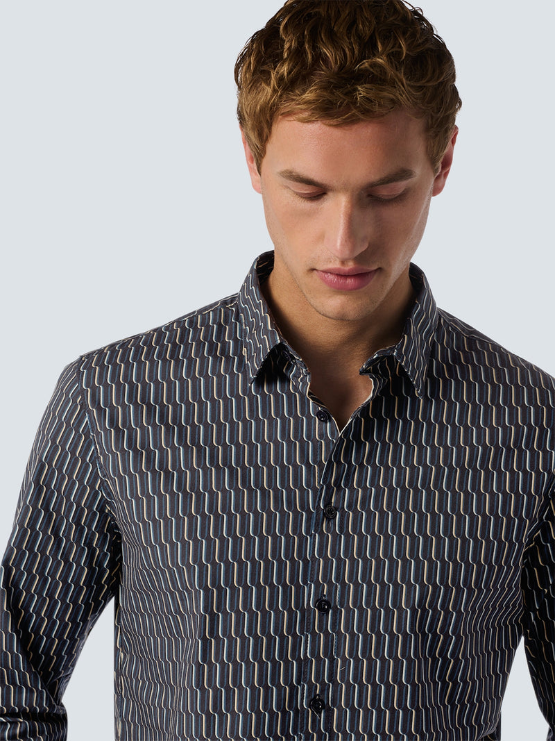 Stylish Winter Shirt with Dynamic All-Over Pattern | Black