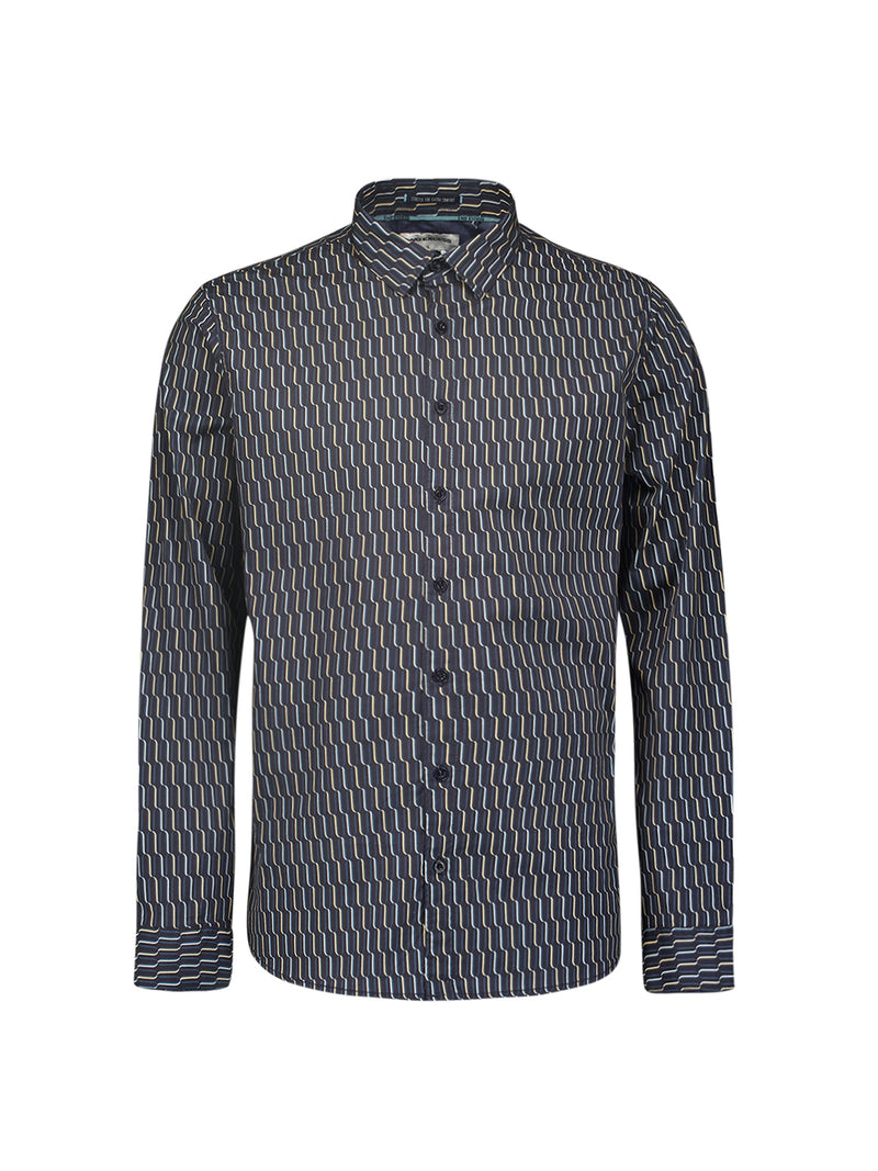 Stylish Winter Shirt with Dynamic All-Over Pattern | Black