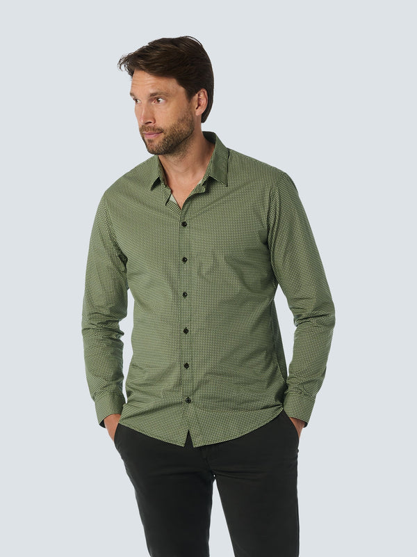 Shirt with All Over Print and Stretch: Stylish and Comfortable | Dark Green