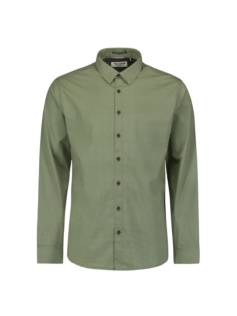 Shirt with All Over Print and Stretch: Stylish and Comfortable | Dark Green