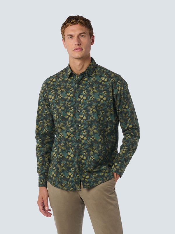 Shirt with Floral Print | Dark Green