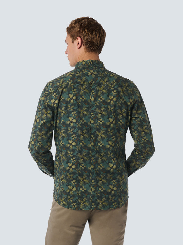 Shirt with Floral Print | Dark Green