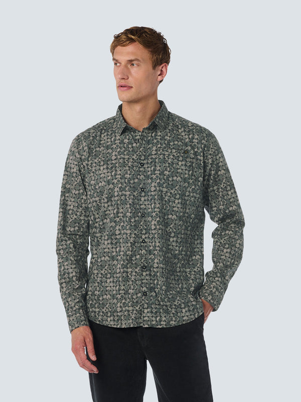 Shirt with All Over Circle Pattern and Stretch: Contemporary Comfort | Dark Green