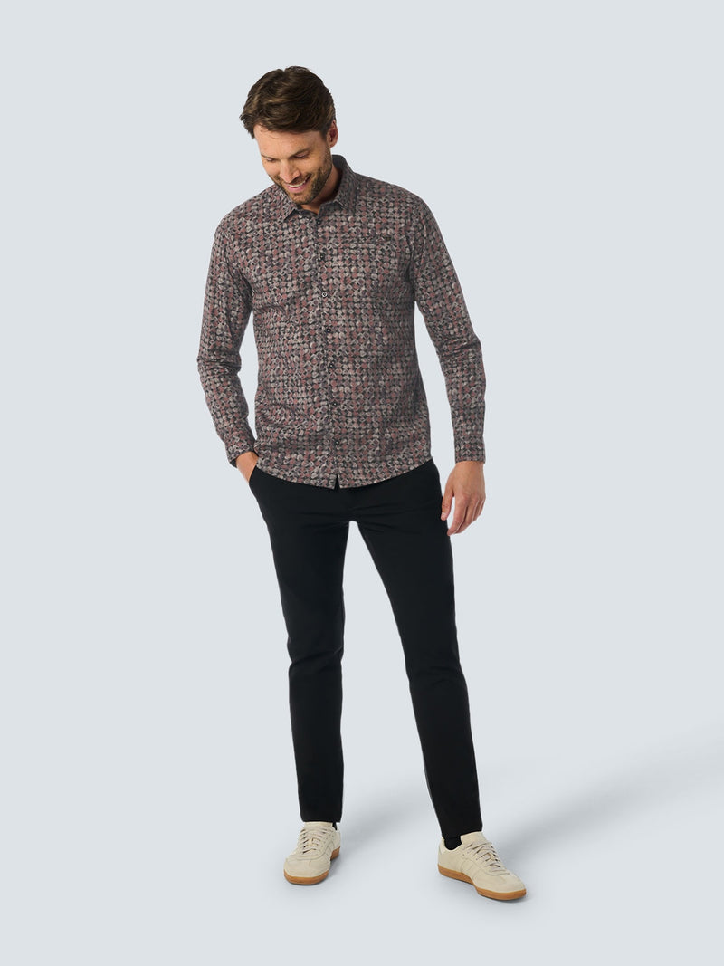 Shirt with All Over Circle Pattern and Stretch: Contemporary Comfort | Rusty