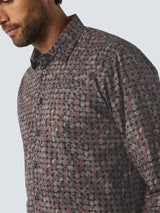 Shirt with All Over Circle Pattern and Stretch: Contemporary Comfort | Rusty