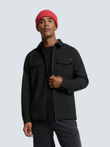 Overshirt with Zip Closure, 2 Pockets, and Stretch: Comfort and Functionality | Black