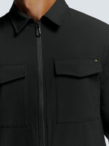 Overshirt with Zip Closure, 2 Pockets, and Stretch: Comfort and Functionality | Black