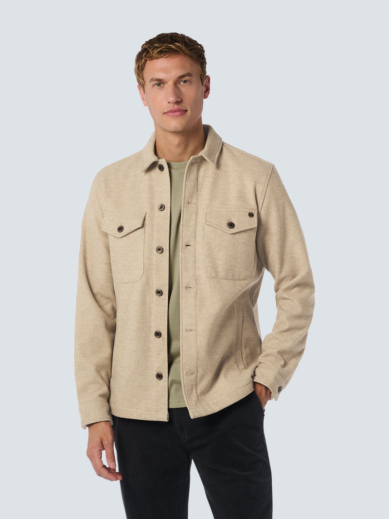 Melange Overshirt with Button Closure: Stylish Comfort for Every Day | Khaki