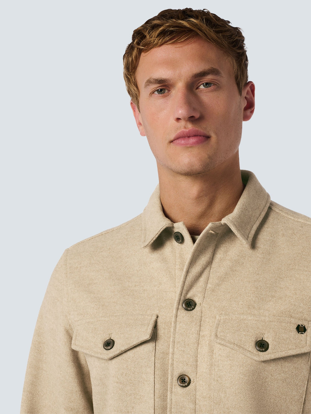 Melange Overshirt with Button Closure: Stylish Comfort for