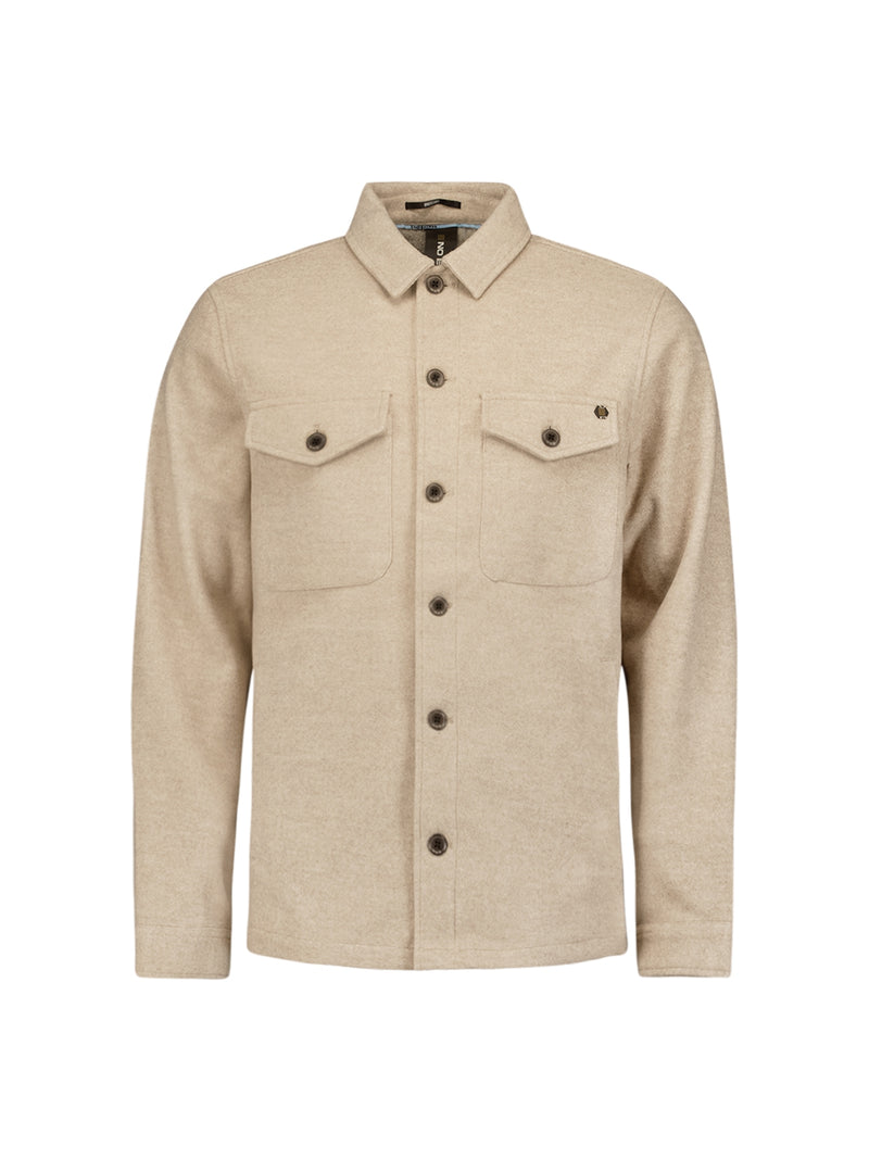 Melange Overshirt with Button Closure: Stylish Comfort for Every Day | Khaki