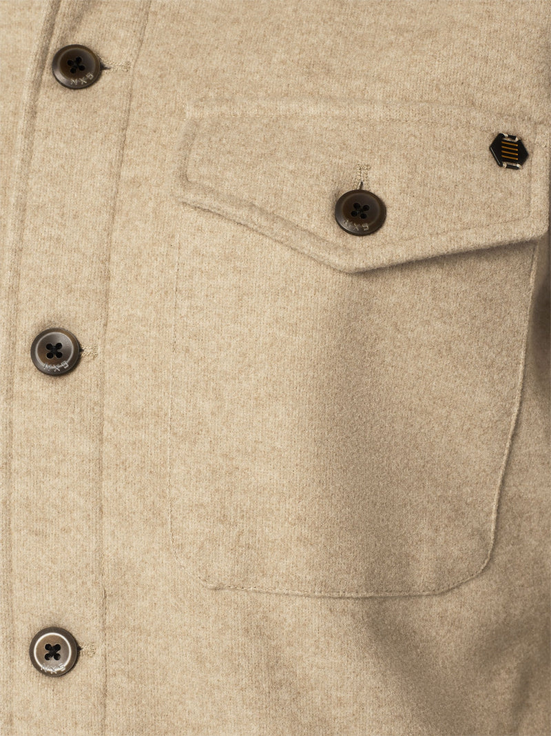 Melange Overshirt with Button Closure: Stylish Comfort for Every Day | Khaki