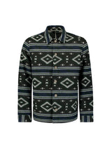 Aztec Pattern Overshirt with Button Closure: Modern Design and Comfort | Black