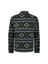 Aztec Pattern Overshirt with Button Closure: Modern Design and Comfort | Black