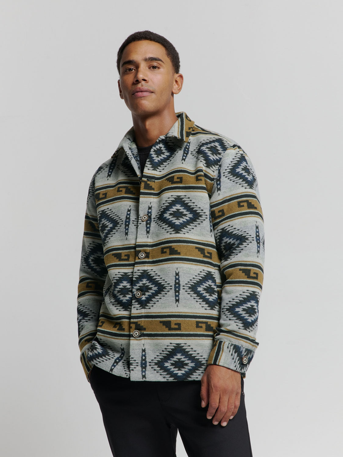 Aztec Pattern Overshirt with Button Closure: Modern Design and Comfort ...