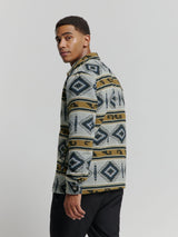 Aztec Pattern Overshirt with Button Closure: Modern Design and Comfort | Cement