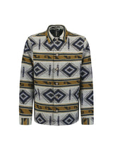 Aztec Pattern Overshirt with Button Closure: Modern Design and Comfort | Cement